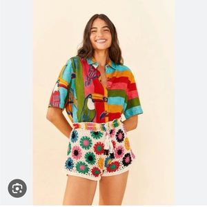 Farm Rio Multi Circles Crochet Shorts